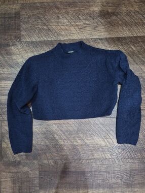 Wild Fable Women's XL Navy Cropped Knit Sweater Oversized